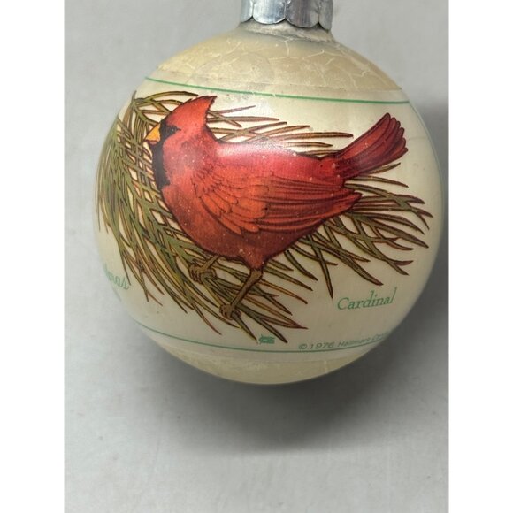 Vintage 1976 Hallmark Christmas Ornament glass bulb With Cardinals READ - Picture 2 of 6